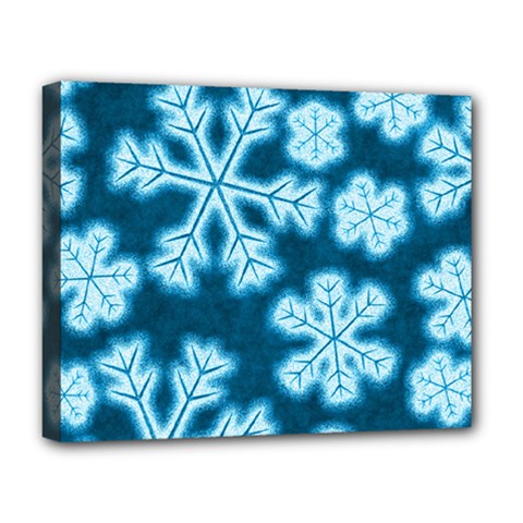 Snowflakes And Star Patterns Blue Frost Deluxe Canvas 20  X 16  (stretched) by artworkshop