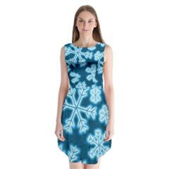 Snowflakes And Star Patterns Blue Frost Sleeveless Chiffon Dress   by artworkshop