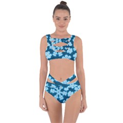 Snowflakes And Star Patterns Blue Frost Bandaged Up Bikini Set 