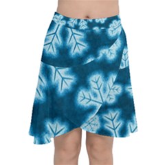 Snowflakes And Star Patterns Blue Frost Chiffon Wrap Front Skirt by artworkshop