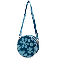 Snowflakes And Star Patterns Blue Frost Crossbody Circle Bag