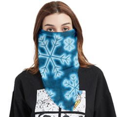 Snowflakes And Star Patterns Blue Frost Face Covering Bandana (triangle) by artworkshop