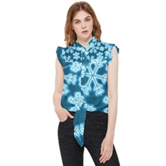 Snowflakes And Star Patterns Blue Frost Frill Detail Shirt by artworkshop