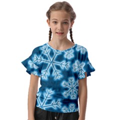 Snowflakes And Star Patterns Blue Frost Kids  Cut Out Flutter Sleeves by artworkshop