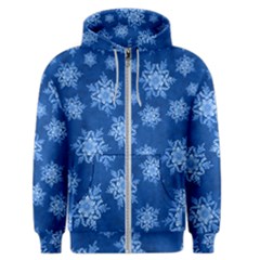 Snowflakes And Star Patterns Blue Snow Men s Zipper Hoodie by artworkshop