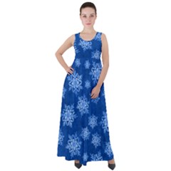 Snowflakes And Star Patterns Blue Snow Empire Waist Velour Maxi Dress by artworkshop