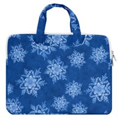 Snowflakes And Star Patterns Blue Snow Macbook Pro 13  Double Pocket Laptop Bag by artworkshop
