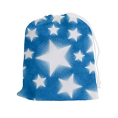 Snowflakes And Star Patterns Blue Stars Drawstring Pouch (2xl) by artworkshop