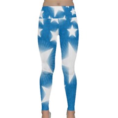 Snowflakes And Star Patterns Blue Stars Lightweight Velour Classic Yoga Leggings