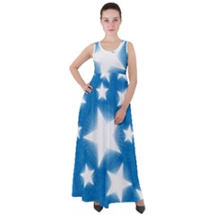 Snowflakes And Star Patterns Blue Stars Empire Waist Velour Maxi Dress by artworkshop