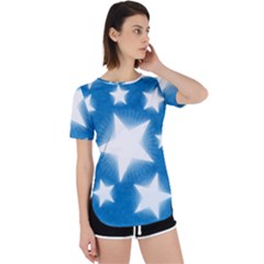 Snowflakes And Star Patterns Blue Stars Perpetual Short Sleeve T-Shirt