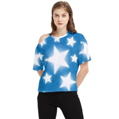 Snowflakes And Star Patterns Blue Stars One Shoulder Cut Out Tee