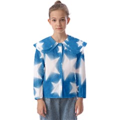 Snowflakes And Star Patterns Blue Stars Kids  Peter Pan Collar Blouse