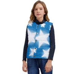 Snowflakes And Star Patterns Blue Stars Kid s Short Button Up Puffer Vest	