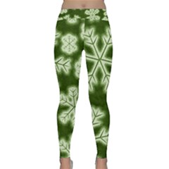 Snowflakes And Star Patterns Green Frost Classic Yoga Leggings by artworkshop