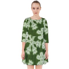 Snowflakes And Star Patterns Green Frost Smock Dress by artworkshop