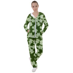 Snowflakes And Star Patterns Green Frost Women s Tracksuit by artworkshop