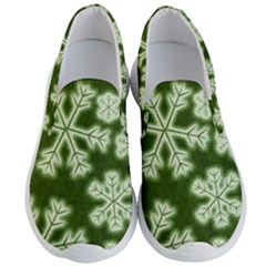 Snowflakes And Star Patterns Green Frost Men s Lightweight Slip Ons by artworkshop