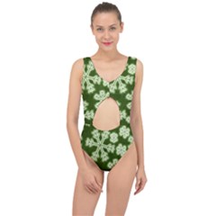 Snowflakes And Star Patterns Green Frost Center Cut Out Swimsuit by artworkshop