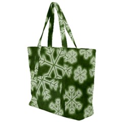 Snowflakes And Star Patterns Green Frost Zip Up Canvas Bag by artworkshop