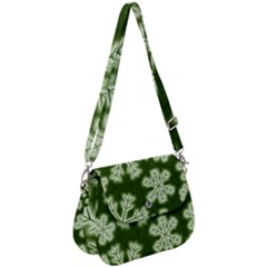 Snowflakes And Star Patterns Green Frost Saddle Handbag by artworkshop