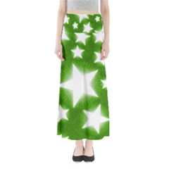 Snowflakes And Star Patterns Green Stars Full Length Maxi Skirt