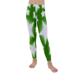 Snowflakes And Star Patterns Green Stars Kids  Lightweight Velour Leggings by artworkshop