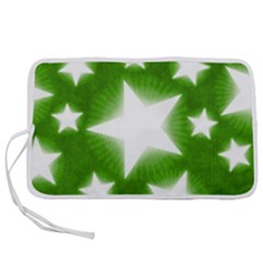 Snowflakes And Star Patterns Green Stars Pen Storage Case (l) by artworkshop