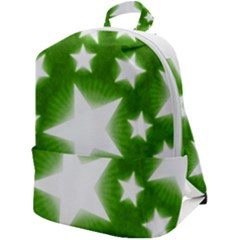 Snowflakes And Star Patterns Green Stars Zip Up Backpack by artworkshop