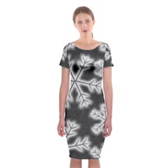 Snowflakes And Star Patterns Grey Frost Classic Short Sleeve Midi Dress by artworkshop