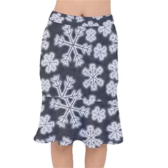 Snowflakes And Star Patterns Grey Frost Short Mermaid Skirt by artworkshop