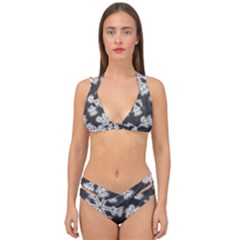 Snowflakes And Star Patterns Grey Frost Double Strap Halter Bikini Set by artworkshop