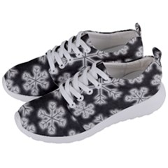 Snowflakes And Star Patterns Grey Frost Men s Lightweight Sports Shoes by artworkshop