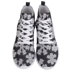 Snowflakes And Star Patterns Grey Frost Men s Lightweight High Top Sneakers by artworkshop