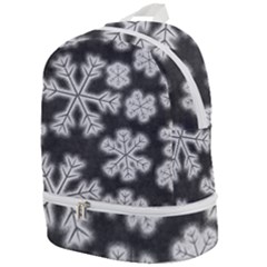Snowflakes And Star Patterns Grey Frost Zip Bottom Backpack by artworkshop