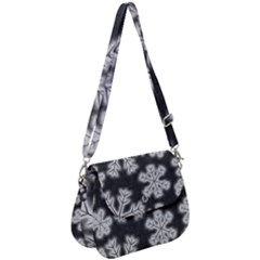 Snowflakes And Star Patterns Grey Frost Saddle Handbag