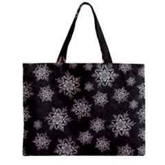 Snowflakes And Star Patterns Grey Snow Zipper Mini Tote Bag