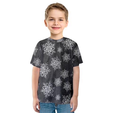 Snowflakes And Star Patterns Grey Snow Kids  Sport Mesh Tee by artworkshop