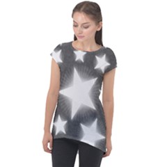 Snowflakes And Star Patterns Grey Stars Cap Sleeve High Low Top by artworkshop