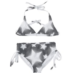 Snowflakes And Star Patterns Grey Stars Kids  Classic Bikini Set by artworkshop