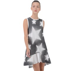 Snowflakes And Star Patterns Grey Stars Frill Swing Dress by artworkshop