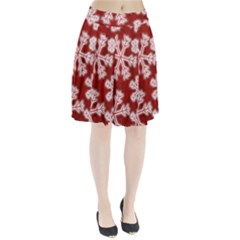 Snowflakes And Star Patterns Red Frost Pleated Skirt by artworkshop