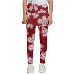 Snowflakes And Star Patterns Red Frost Kids  Skirted Pants