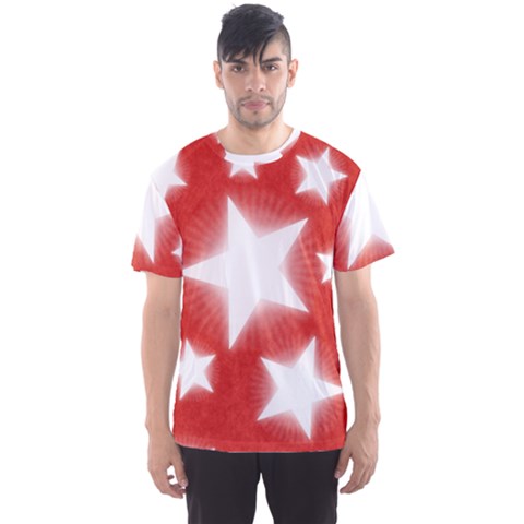 Snowflakes And Star Patterns Red Stars Men s Sport Mesh Tee by artworkshop