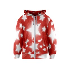 Snowflakes And Star Patterns Red Stars Kids  Zipper Hoodie by artworkshop