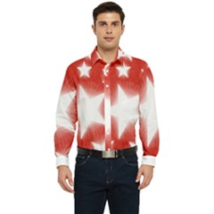 Snowflakes And Star Patterns Red Stars Men s Long Sleeve  Shirt by artworkshop