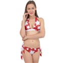 Snowflakes And Star Patterns Red Stars Tie It Up Bikini Set View1