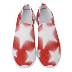Snowflakes And Star Patterns Red Stars Women s Slip On Sneakers