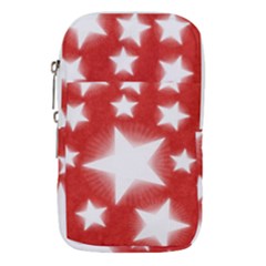 Snowflakes And Star Patterns Red Stars Waist Pouch (large) by artworkshop