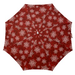 Snowflakes And Star Patternsred Snow Straight Umbrellas